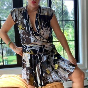 " Sass & Bide" Burnout Silk Chiffon Floral Abstract Brocade Print Dress